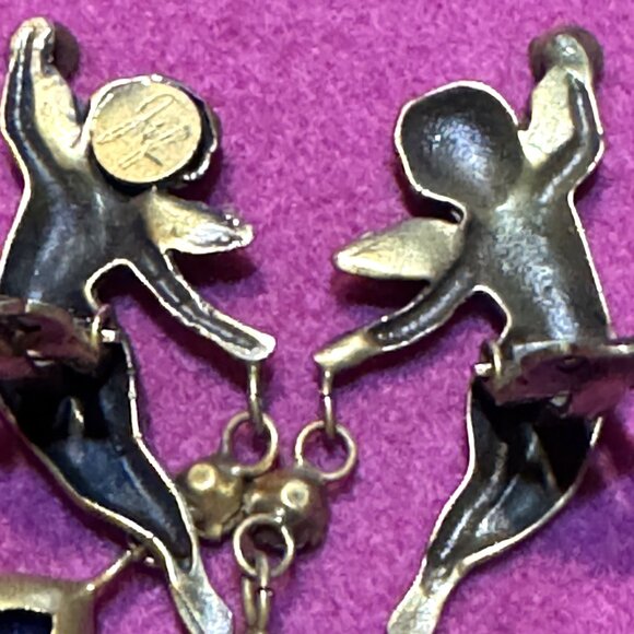 Vintage Joseff Of Hollywood Cherub Earrings With Cobalt Blue Austrian Crystals & - Picture 6 of 6